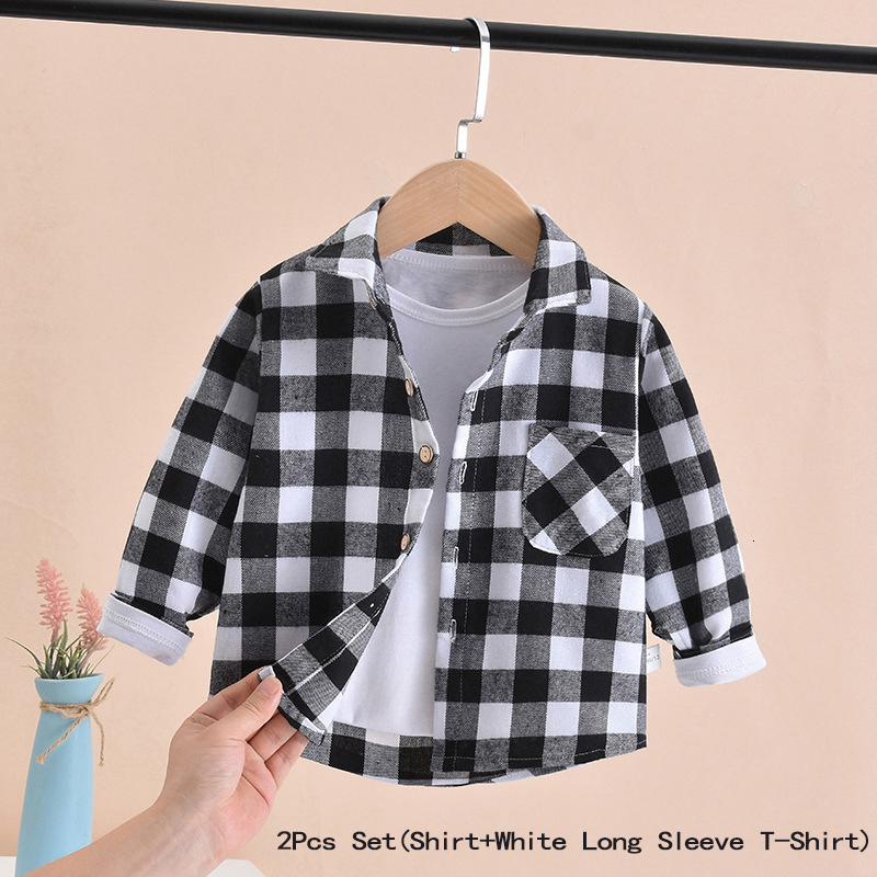 Kids Shirts Baby Boys' Plain ShirtWhite Long Sleeve T-Shirt 2PCS Set Casual Loose Fit Children's Clothing Children's Girls' Shirt 