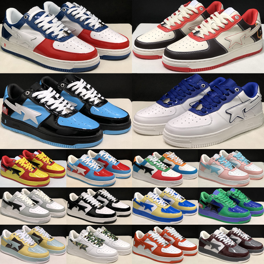 Top A Bapestas Sta Low Casual Shoes Luxury Bathing Apes Designer ABC Star Patent Leather Suede Heel Pastel Pink Camo Mens Womens Outdoor Flat Sneakers Size 36-45