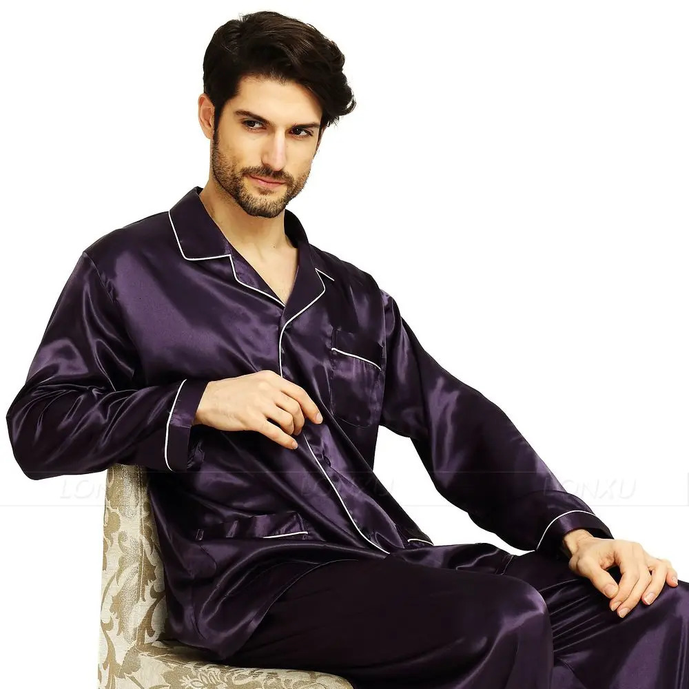 Men's Sleepwear Mens Silk Satin Pajamas Pyjamas Set Loungewear US S M L XL XXL XXXL 4XL__Fits All Seasons 231102Z