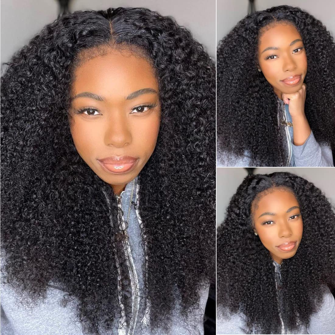 12A 4C Kinky Edges Wig Full lace Glueless Kinky Curly Lace Front Wigs Human Hair with Curly Baby Hair HD Transparent Lace Frontal Wigs with Realistic 