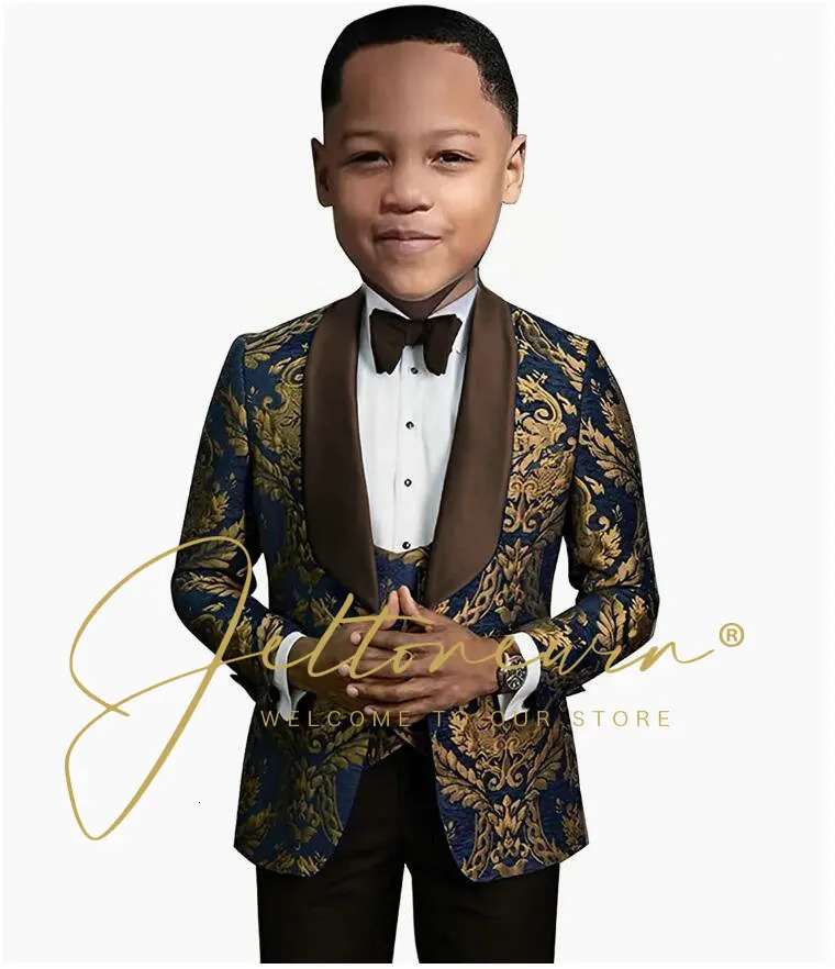 Suits Boy Costume 3 Pieces Child Jacket Sets Flower Boys Formal Party Suit Kids Wedding Tuxedo Clothes 6yrs To 12yrs 231110