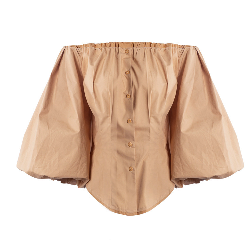 Women's Blouses Shirts Ladies Lantern Sleeve Elegant Khaki Blouse Women Shirt Slim Sexy Party Off Shoulder Blouse Shirt Women Top Bodycon Blouse 