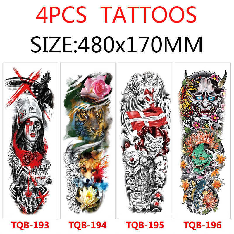 Temporary Tattoos Full Arm Temporary Tattoo Stickers Waterproof Men and Women Tattoo Totem Lion Tiger Body Painting Tattoo Sleeve Z0403