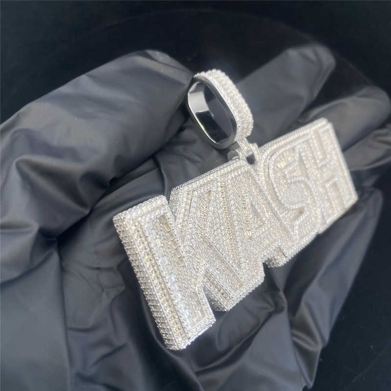 Custom Pass Diamond Tester Hip Hop Vvs Moissanite Charm Necklace Iced Out Sier Letter Name Pendant Men Jewelry