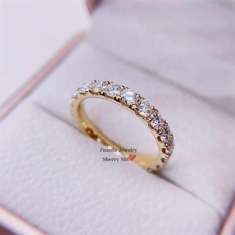 stock basic style Anniversary halo jewelry 14k yellow gold engagement ring engagement ring band solid real 10k yellow gold 3mm moissanite diamond gold