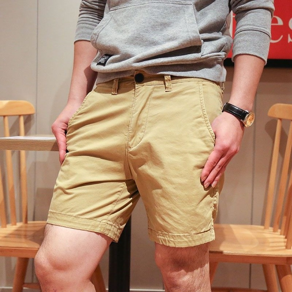 Men's Shorts Casual shorts Men's work pants Wear chino shorts Khaki solid color men's street clothing Japanese style shorts Men's 