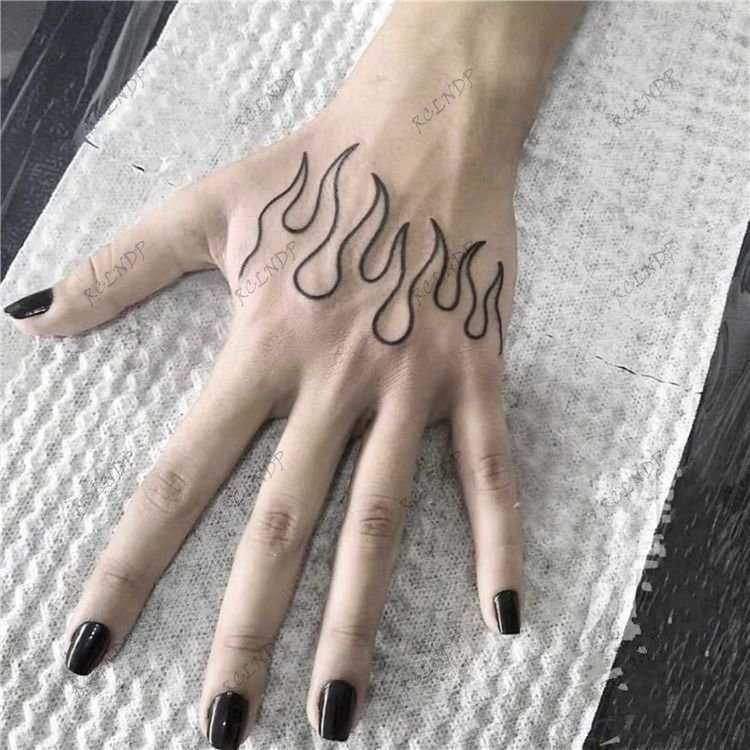5 PC Temporary Tattoos Waterproof Temporary Tattoo Sticker Flame Love Heart Flower Star Selfie Body Art Fake Tatto Flash Tatoo on finger for Men Women