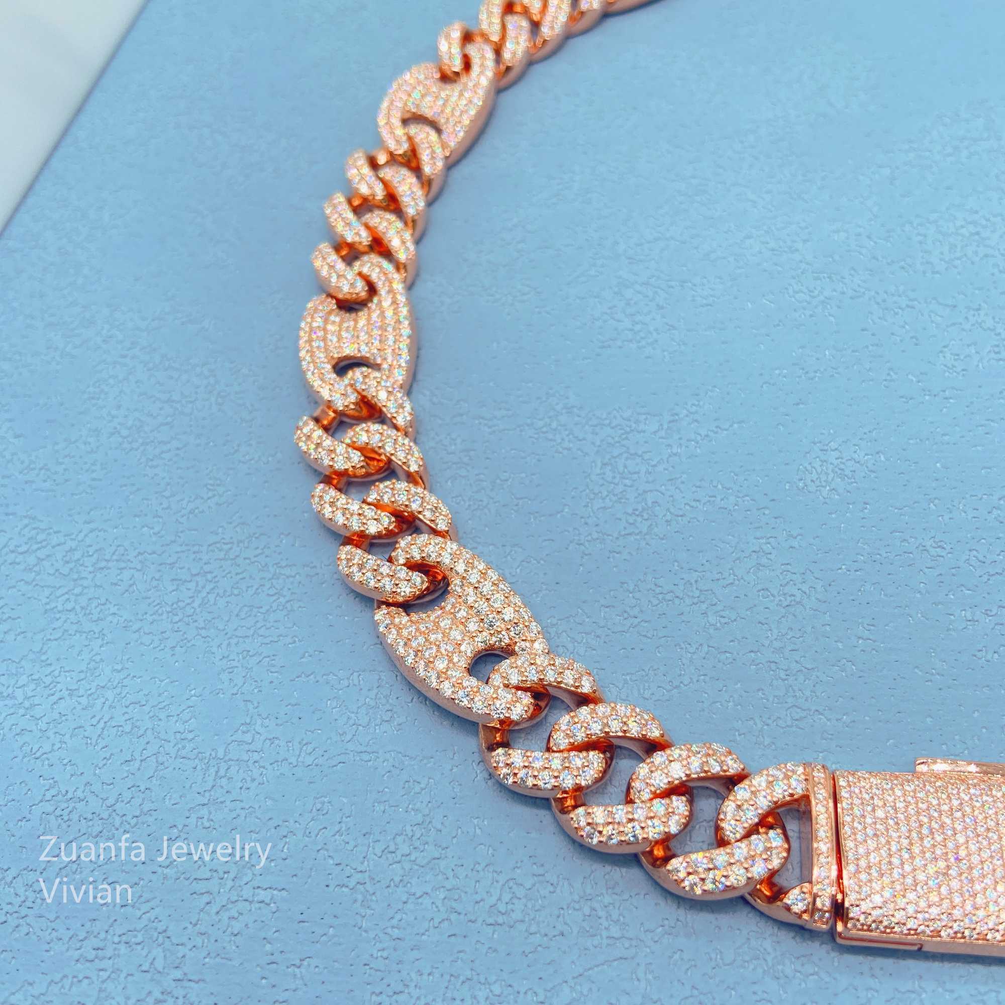 Hip Hop Sterling Silver S925 Jewelry Designer Jewelry Statement Necklaces Vvs Moissanite Diamond Cuban Link Chain