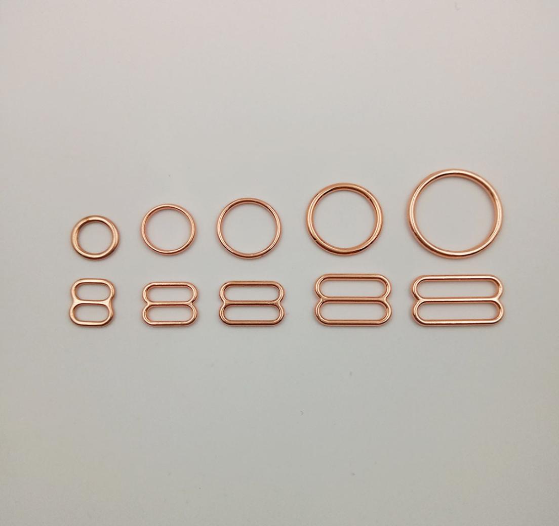 Sewing notions bra rings and sliders strap adjustment buckle in rose gold