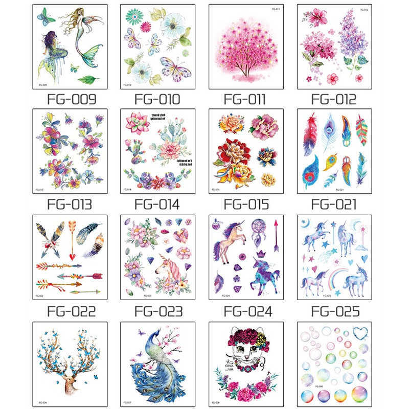 5 PC Temporary Tattoos 1Pcs Cartoon Flowers Temporary Tattoo Wings Butterfly Sticker for Fashion Women Girls Body Finger Art Waterproof Tattoo Z0403