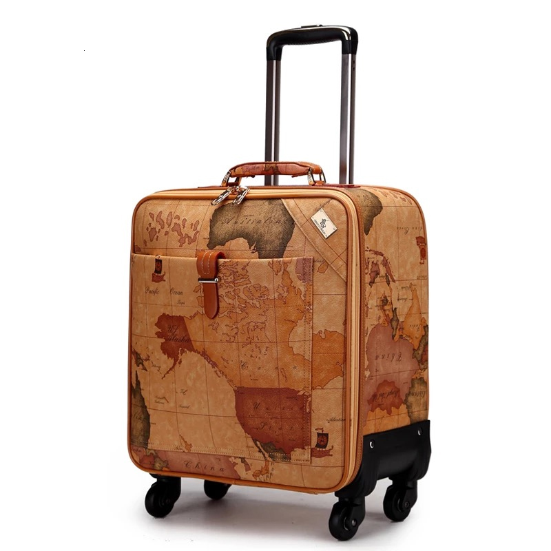 Suitcases Vintage map 1618202224 inch 100 PU Rolling Luggage Spinner brand Travel Suitcase with padlock Men trolley luggage 230404
Suitcases Vintage map 1618202224 inch 100 PU Rolling Luggage Spinner brand Travel Suitcase with padlock Men trolley luggage 230404