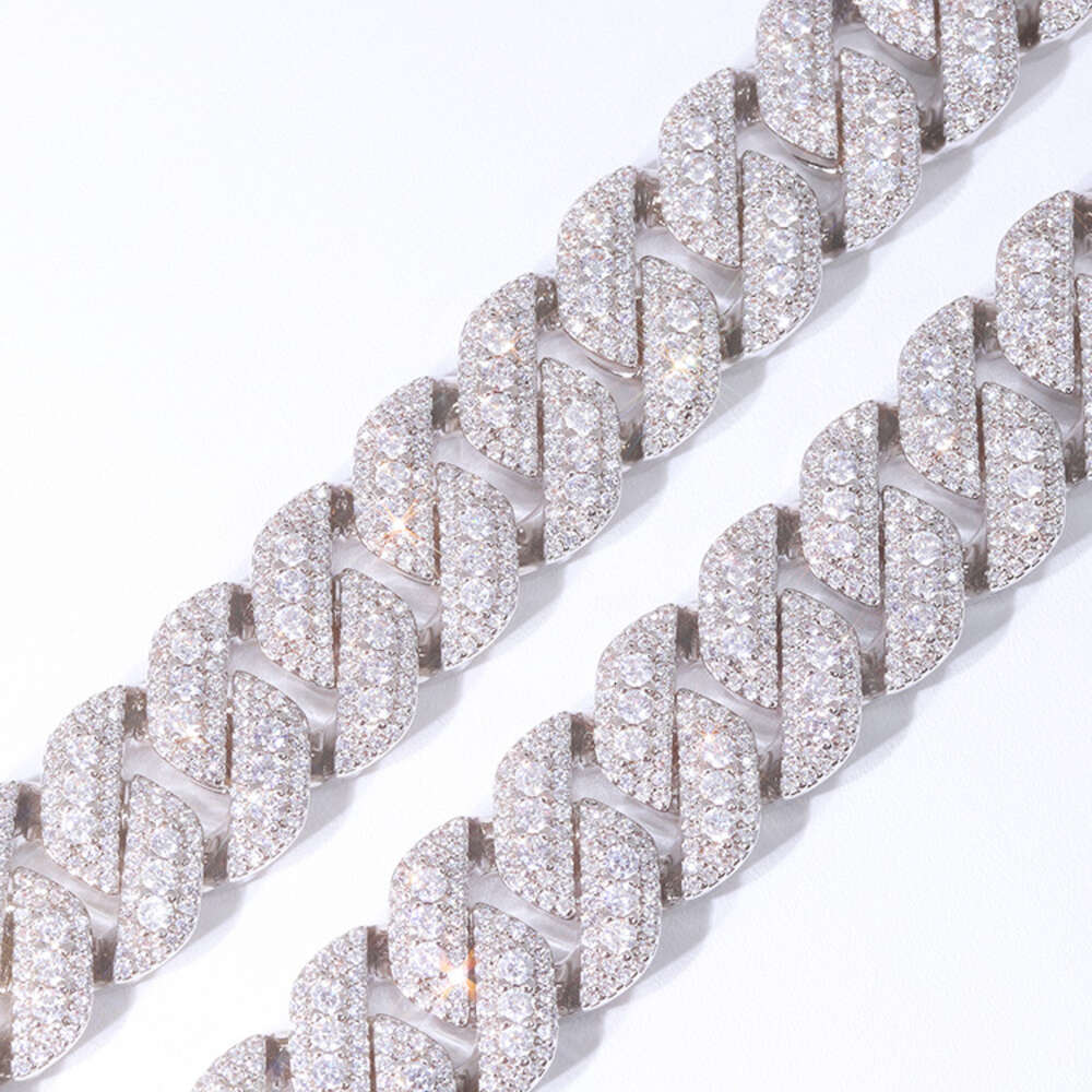 dia bracelets Sterg sliver with GRA vvs moissanite 10mm 2rows mens jewelry rapper necklace cuban k chain