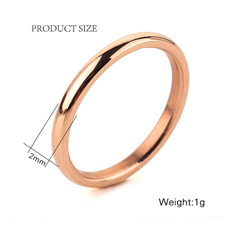 5 Colors New in Cute Thin Band Ring for Women Simple Design Titanium Stainless Steel Blue Black Silver Rose Gold Finger Rings Birthday Gift Wholesale 