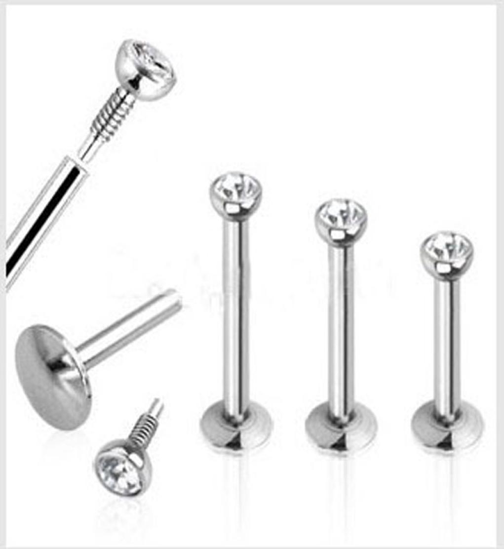 Mix 6810mm wholes 60pcslot Fashion Stainless Steel Internally Threaded Lip Piercing Labret Ring Body Jewelry Tragus Bar