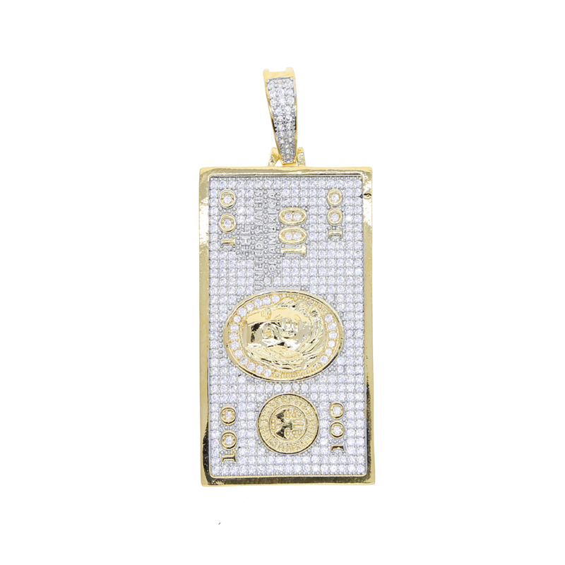 Bling Cz 100 Dollars Pendants Necklace Hip Hop Woman Men Iced Out Jewelry Fashion Cool Punk Jewelry Drop Ship