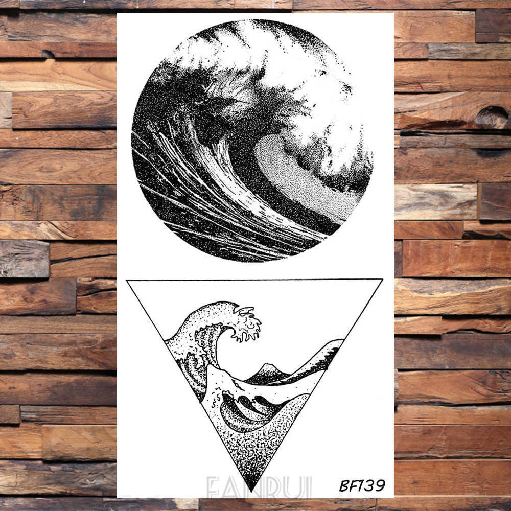 5 PC Temporary Tattoos FANRUI Black Triangle Tattoos Temporary Women Geometric Arm Astronaut Art Tattoo Stickers Planet Water Transfer Tatto Space Man