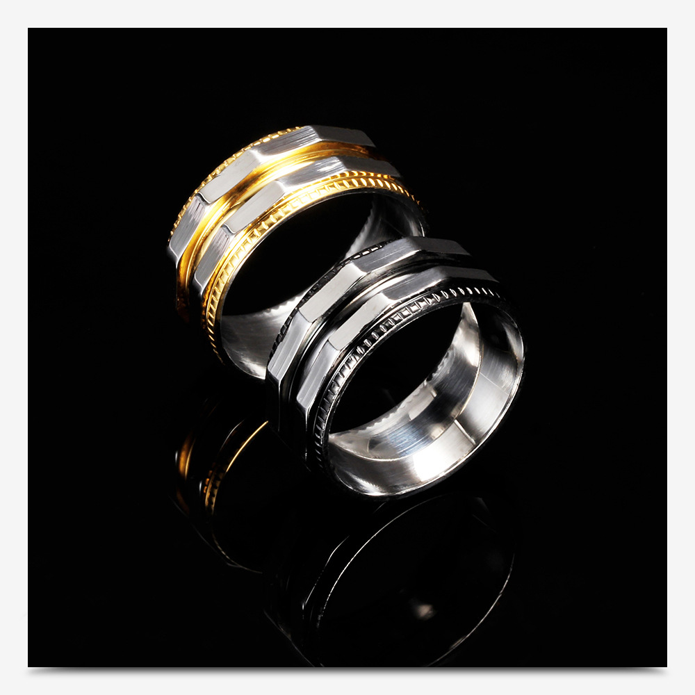 New Titanium Stainless Steel Round Band Ring Cross Cuban Chain Bling Crystal Gold Finger Rings for Men and Women Hip Hop Punk Rock Birthday Gift Whole