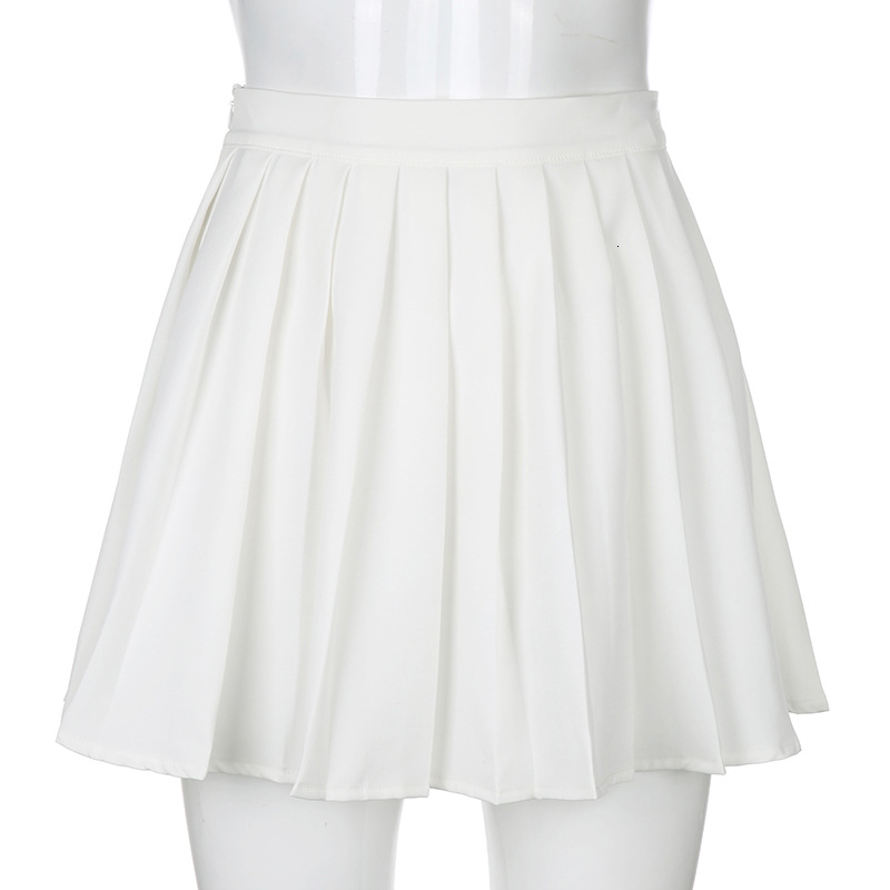 Skirts White Pleated Short Sleeve Women's Elastic Waist miniskirt Sexy Mircro Summer Embroidery Mini Tennis Skirt Prep 230404