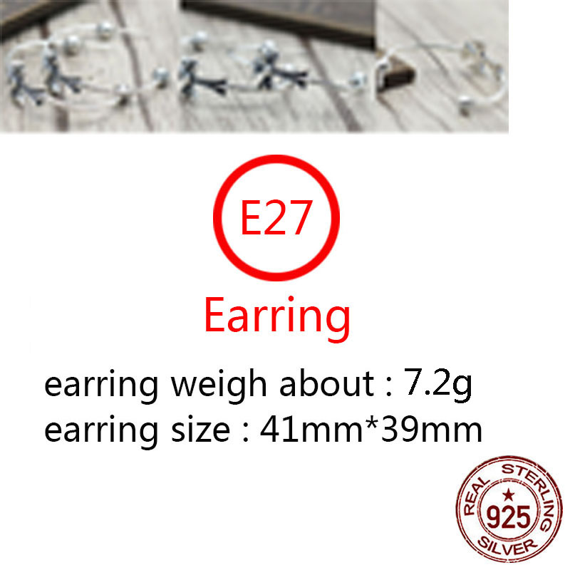 E27 S925 Pure Silver Ear Studs Personalized Fashion Cross Flower Letter Punk Street Dance Style Earrings Jewelry Earrings as a Gift for Lovers