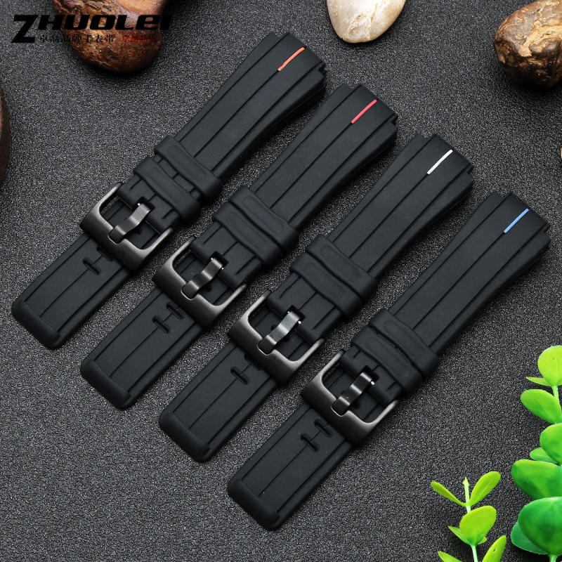 Watch Bands high quantity rubber watchband for timex WATCHT2N720 T2N721 TW2T76300 black Waterproof silicone sports strap 2416mm 230404
