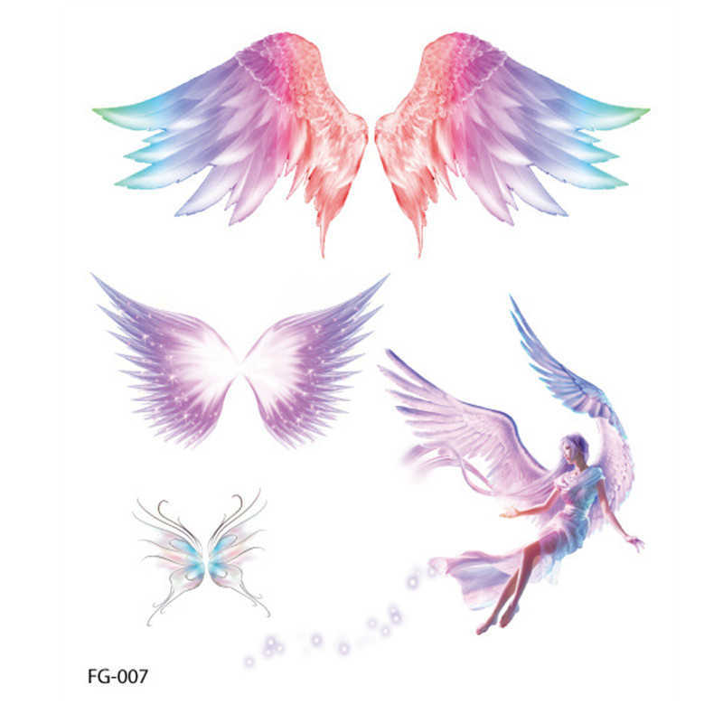 5 PC Temporary Tattoos 1Pcs Cartoon Flowers Temporary Tattoo Wings Butterfly Sticker for Fashion Women Girls Body Finger Art Waterproof Tattoo Z0403