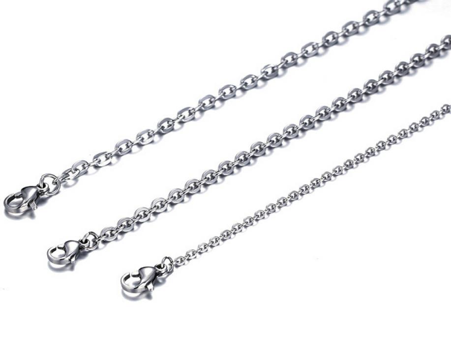100pcs Lot Fashion Women039s Whole in Bulk Silver Stainless Steel Welding Strong Thin Rolo O Link Necklace Chain 2mm 3mm w
