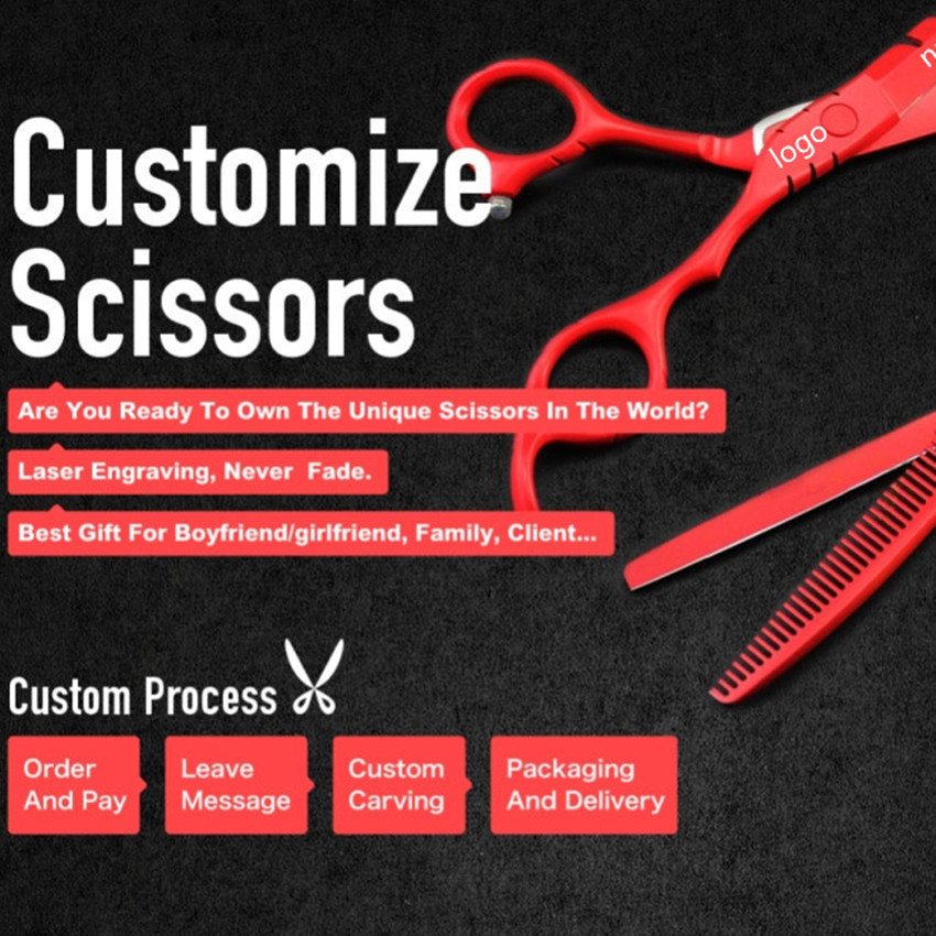 Hair Scissors Customize professional JP 440c steel 7'' 6'' Plum handle cut hair scissors barber cutting make up shears hairdressin