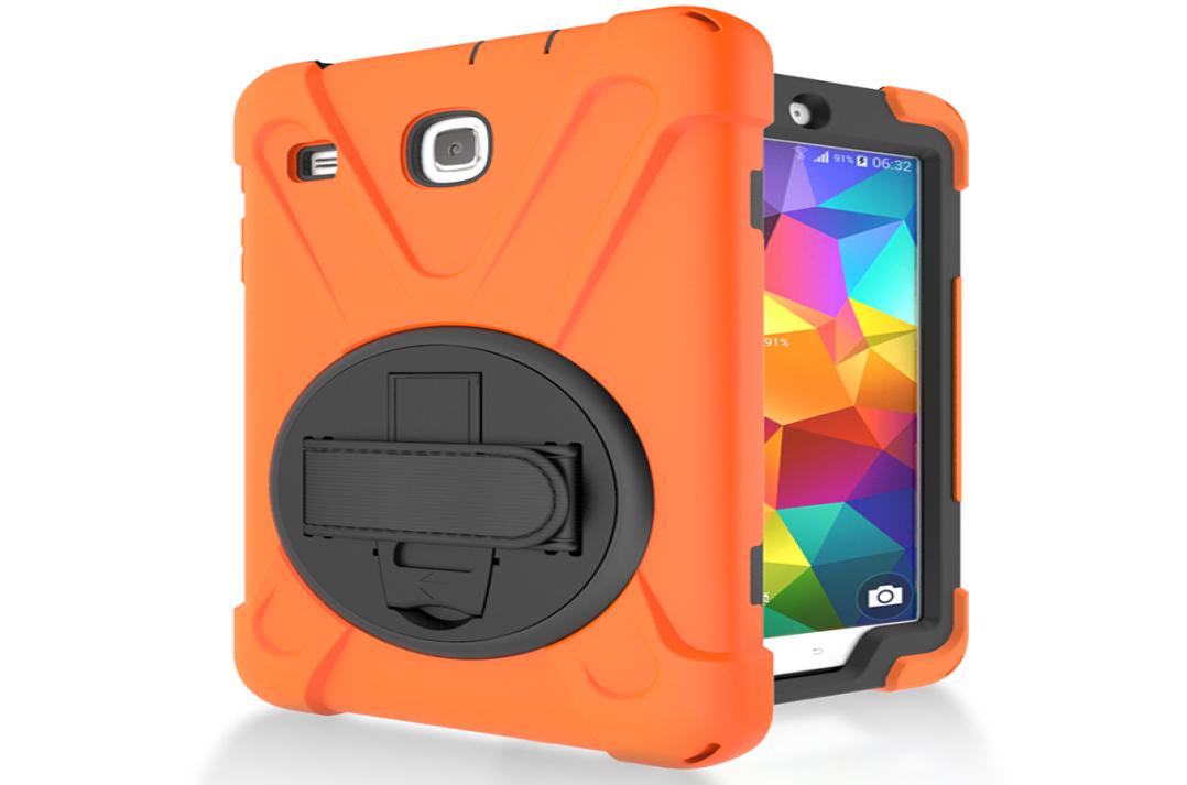 Silicone Case Cover with Wrist Strap for Samsung Galaxy Tab E 80 T377 T377V TabletStylus
