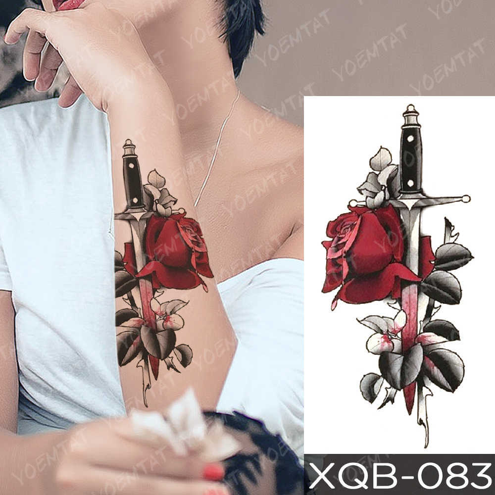 5 PC Temporary Tattoos Waterproof Temporary Tattoo Sticker Blue Ice Dragon Plum Blossom Flash Tattoos Family Tree Fox Body Art Arm Fake Tatoo Women Me