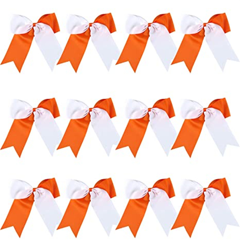 8 Inch 2 Colors Jumbo Cheerleader Bows Ponytail Holder Cheerleading Bows Hair 20 Pcs (Yellow/Black)