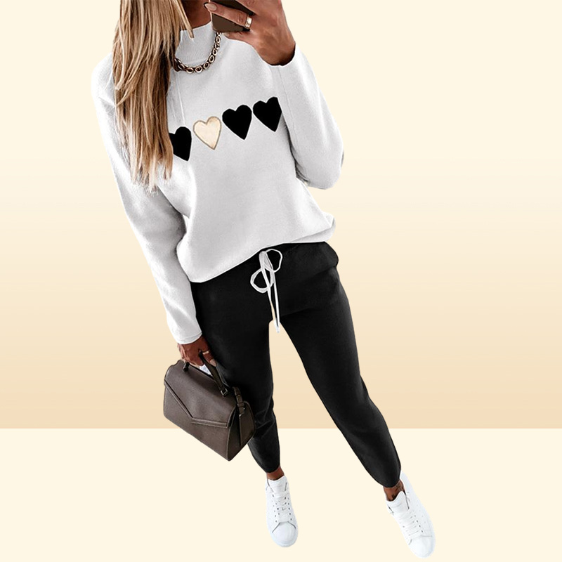 Designer Women tracksuits khaki love sequins casual sport suit round neck long sleeve hoodies topspants two piece set outfits plu