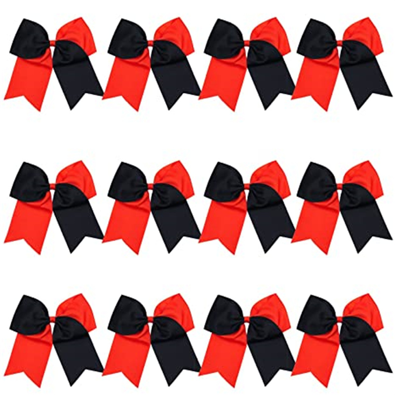 8 Inch 2 Colors Jumbo Cheerleader Bows Ponytail Holder Cheerleading Bows Hair 20 Pcs (Yellow/Black)