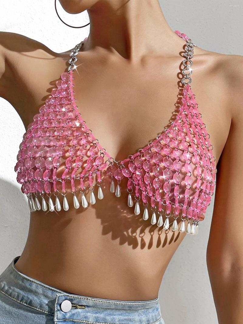 Women's Tanks Sexy Pink Halter Metal Rhinestone Corset Crop Top Women Summer See Through Beach Party Club Tank Y2k Womens Tops Rave Outfit
Women's Tanks Sexy Pink Halter Metal Rhinestone Corset Crop Top Women Summer See Through Beach Party Club Tank Y2k Womens Tops Rave Outfit