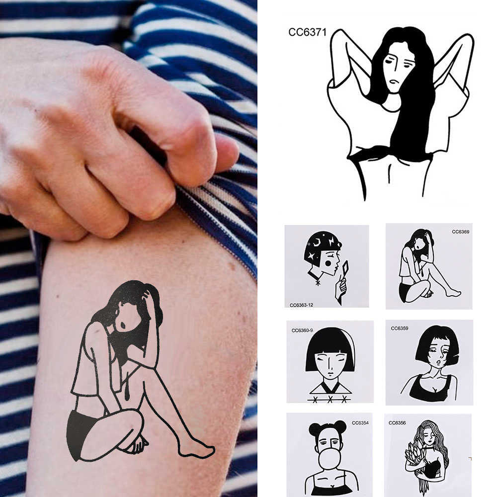 5 PC Temporary Tattoos 1Pcs Black Cool Girl Flying Bird Disposable Waterproof 3D Tattoo Sticker Women Sexy Wrist Tattoo Body Art Temporary Tattoo Pape