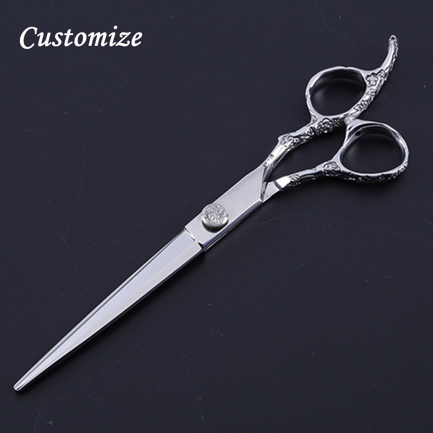 Hair Scissors Customize professional JP 440c steel 7'' 6'' Plum handle cut hair scissors barber cutting make up shears hairdressin