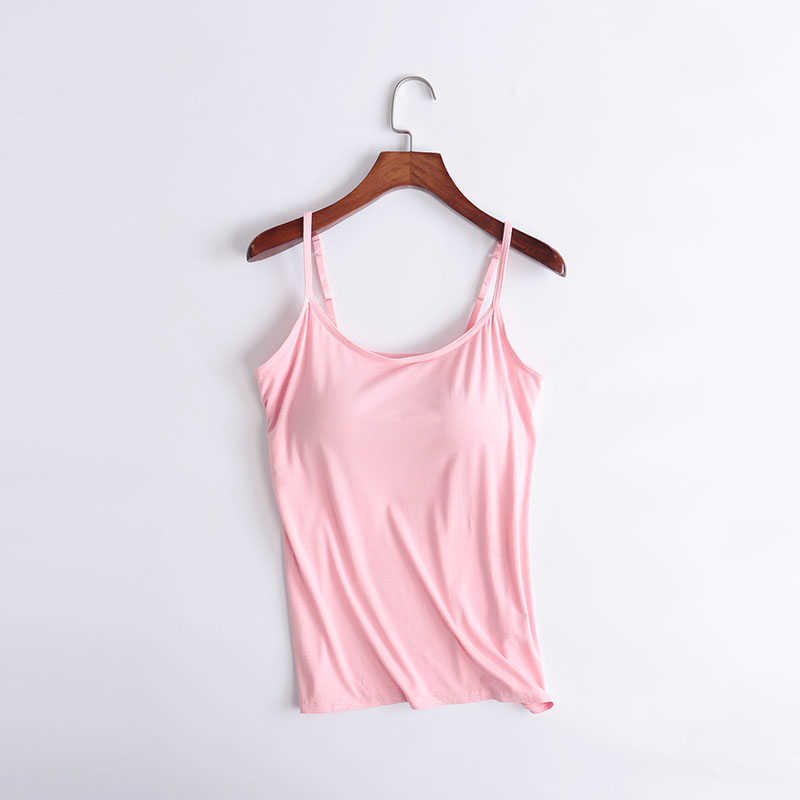 New 5pcs/set Summer Padded Bra Tank Top Women Modal Spaghetti Solid Cami Tops Vest Female Camisole Built In Bra Fitness Yoga Bras