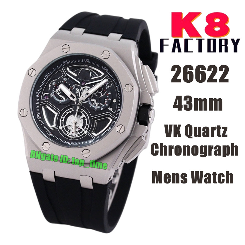 K8 Factory Watches K8F 43MM 26622 VK Quartz Chronograph Mens Watch Skeleton Dial Rubber Strap Gents Wristwatches
K8 Factory Watches K8F 43MM 26622 VK Quartz Chronograph Mens Watch Skeleton Dial Rubber Strap Gents Wristwatches