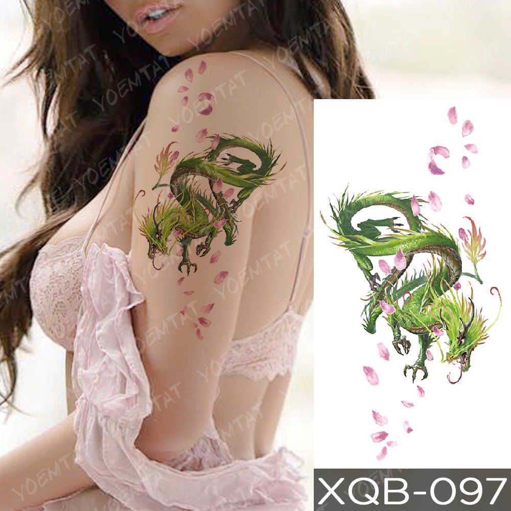 5 PC Temporary Tattoos Waterproof Temporary Tattoo Sticker Blue Ice Dragon Plum Blossom Flash Tattoos Family Tree Fox Body Art Arm Fake Tatoo Women Me