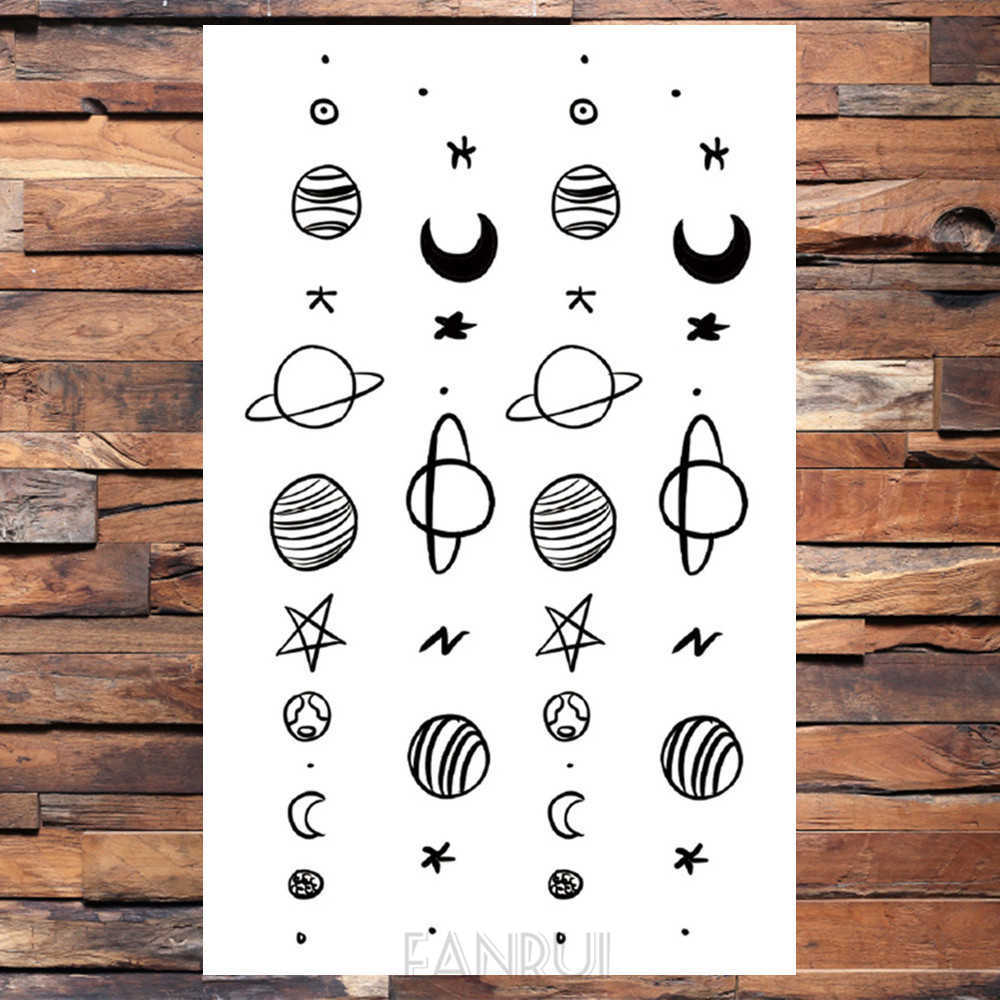 5 PC Temporary Tattoos FANRUI Black Triangle Tattoos Temporary Women Geometric Arm Astronaut Art Tattoo Stickers Planet Water Transfer Tatto Space Man