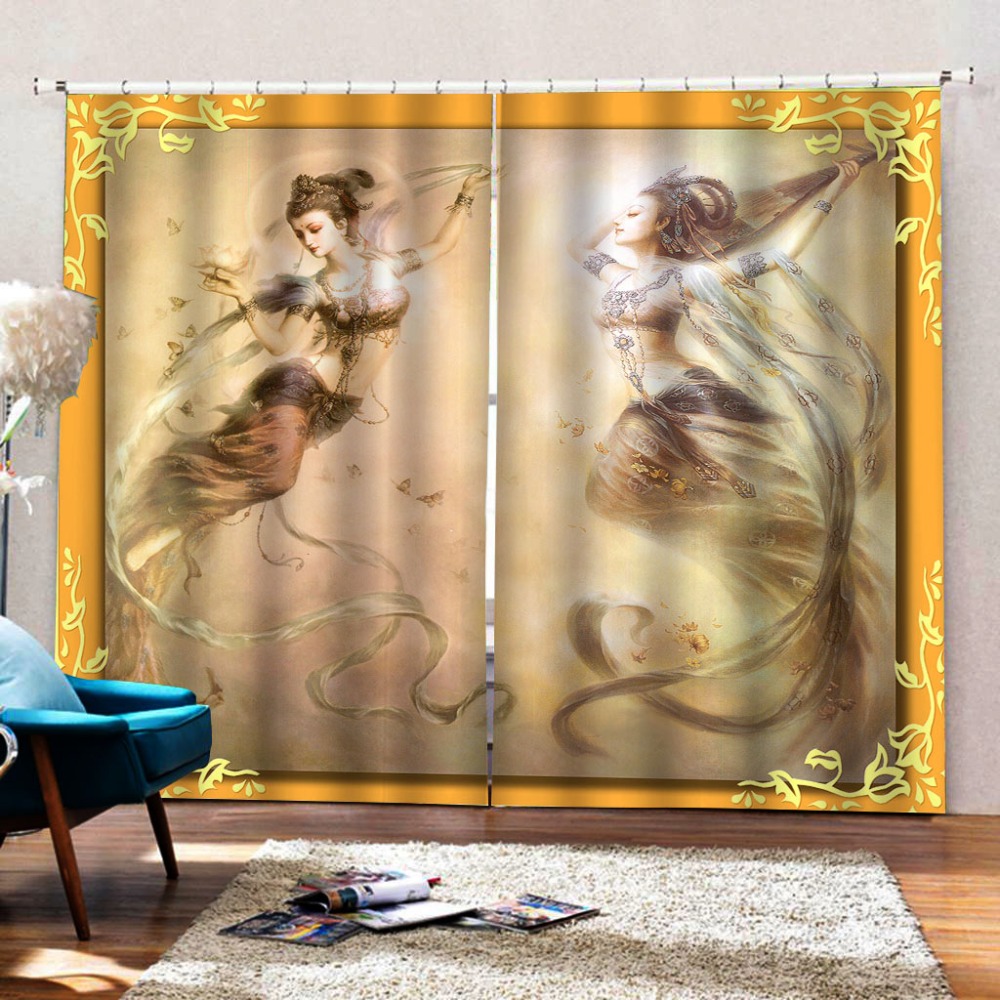 beauty 3D Curtains Living Room Bedroom Drapes Cortinas Customized size yellow curtains