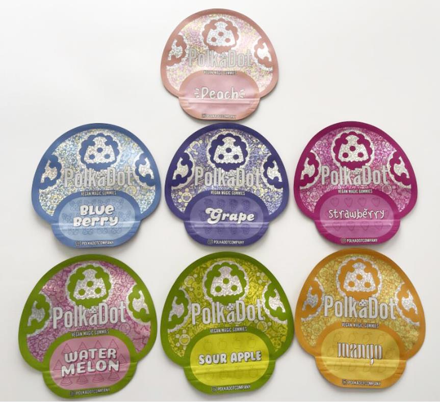 polkadot mushroom gummies packaging bags mylar packing bag empty apple Shaped package
polkadot mushroom gummies packaging bags mylar packing bag empty apple Shaped package