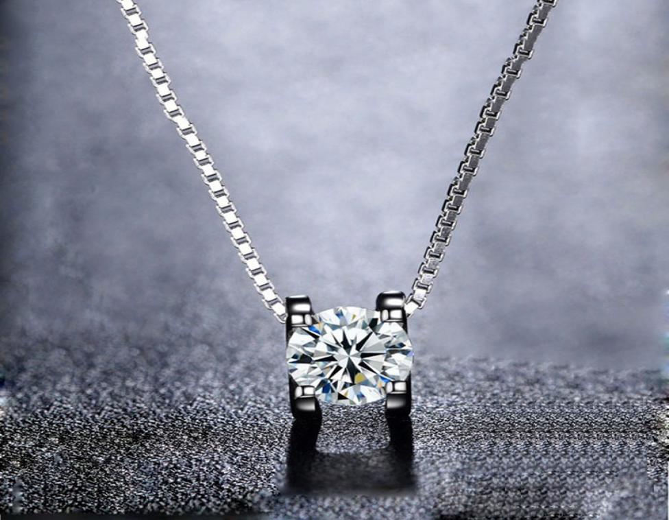 BOEYCJR 925 Silver 05ct1ct2ct F color Moissanite VVS Engagement Elegant Wedding Pendant Necklace for Women Anniversary Gift CX2