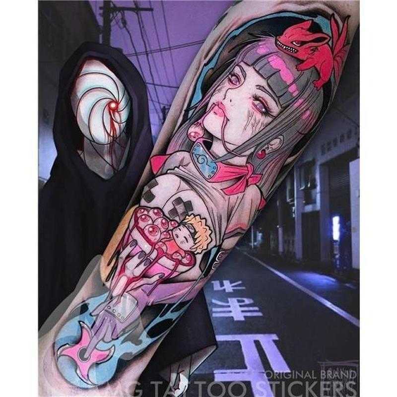 5 PC Temporary Tattoos Japanese Dark Comics Evil Kawakami Tomie Double-sided Girl Waterproof Temporary Fake Tattoo Sticker Sleeve Anime Tattoo Z0403