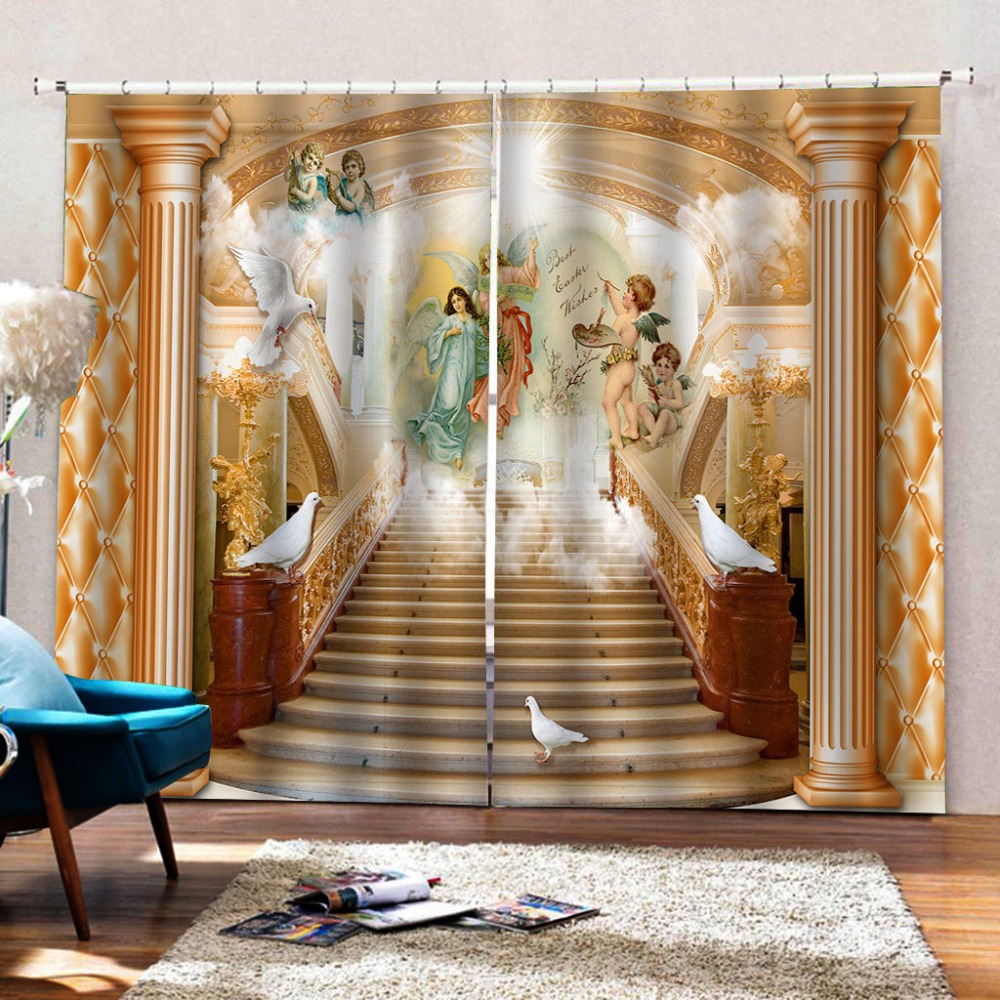 beauty 3D Curtains Living Room Bedroom Drapes Cortinas Customized size yellow curtains