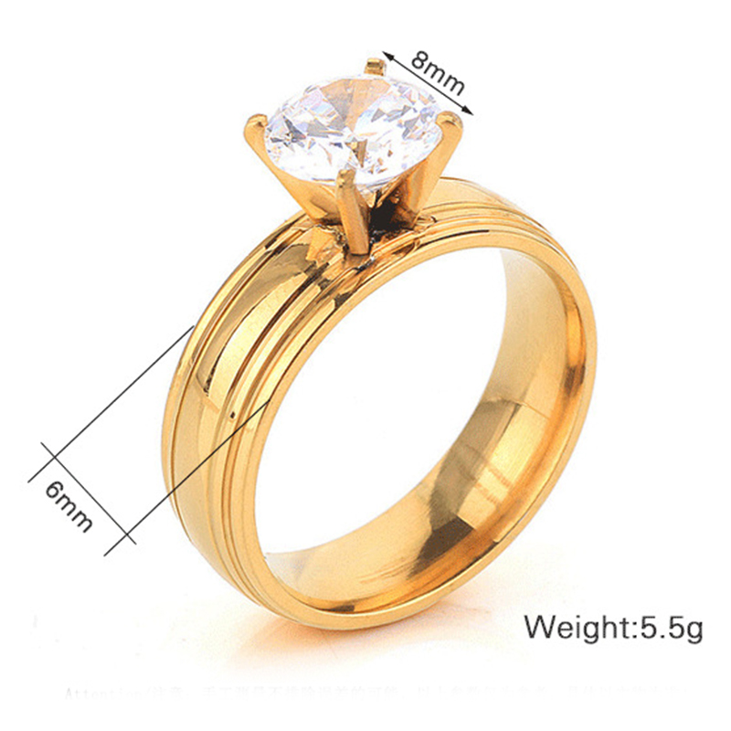 Bling Cubic Zirconia Wedding Band Ring for Women New in Cute Ins Titanium Stainless Steel CZ Stone Silver Rose Gold Finger Rings Birdal Gifts Wholesal