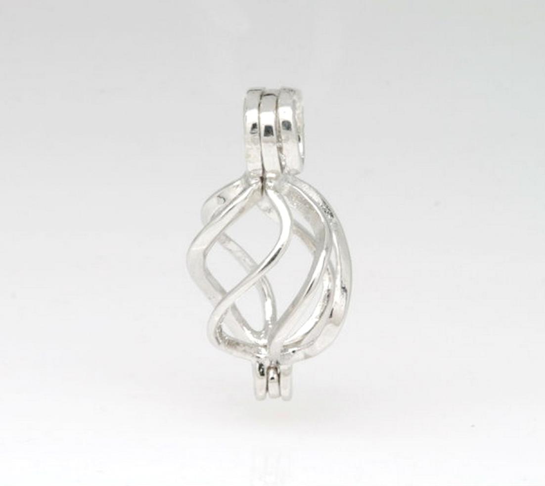 925 Silver ed Cage Locket Sterling Silver Pearl Crystal Gem Bead Cage Pendant Mounting for DIY Fashion Jewellery Charms