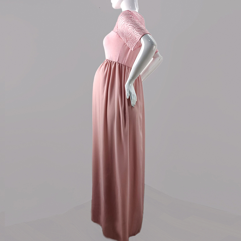 Maternity Dresses Summer Pregnant Women Baby Shower Dress Pregnant Women Po Shooting Lace Voile Chiffon Half 230404