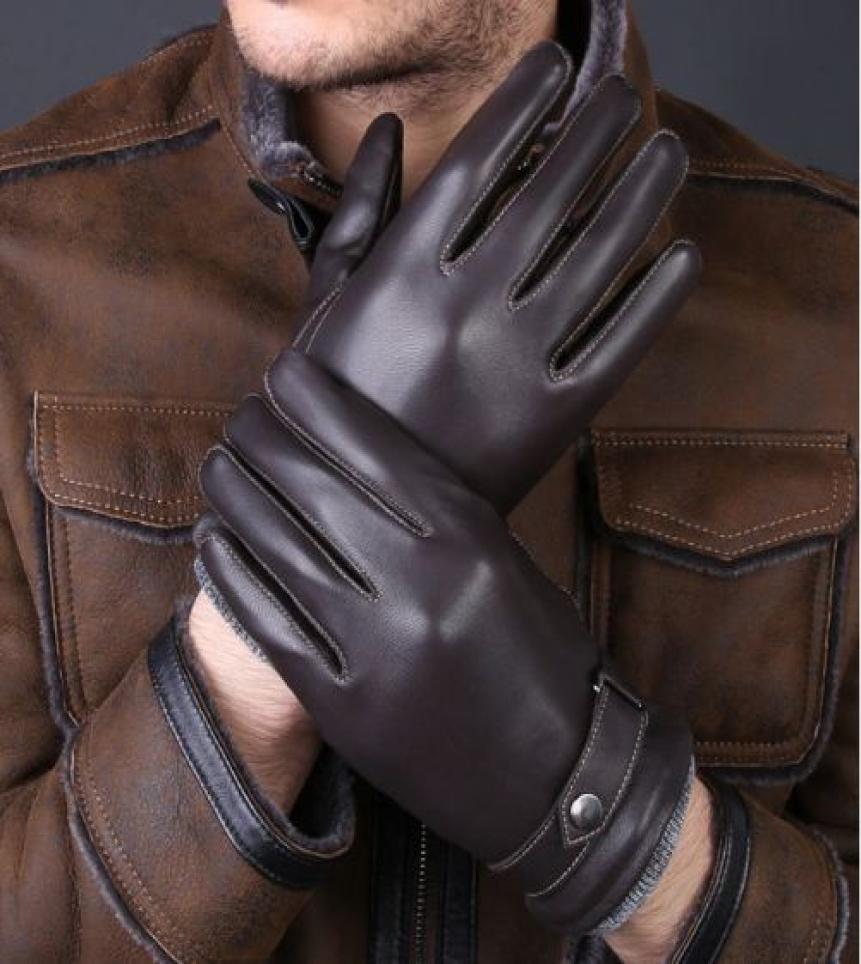 New Designer Luxury Mens Gloves High Quality Genuine Leather sheepskin Mittens Warm Winter Gloves for fashion Male Glove luvas