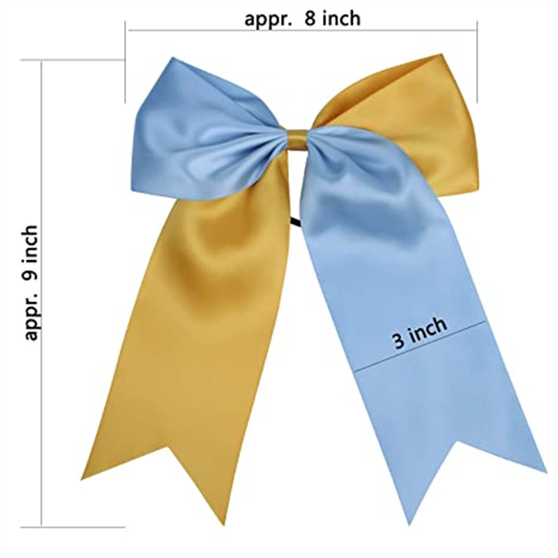 8 Inch 2 Colors Jumbo Cheerleader Bows Ponytail Holder Cheerleading Bows Hair 20 Pcs (Yellow/Black)