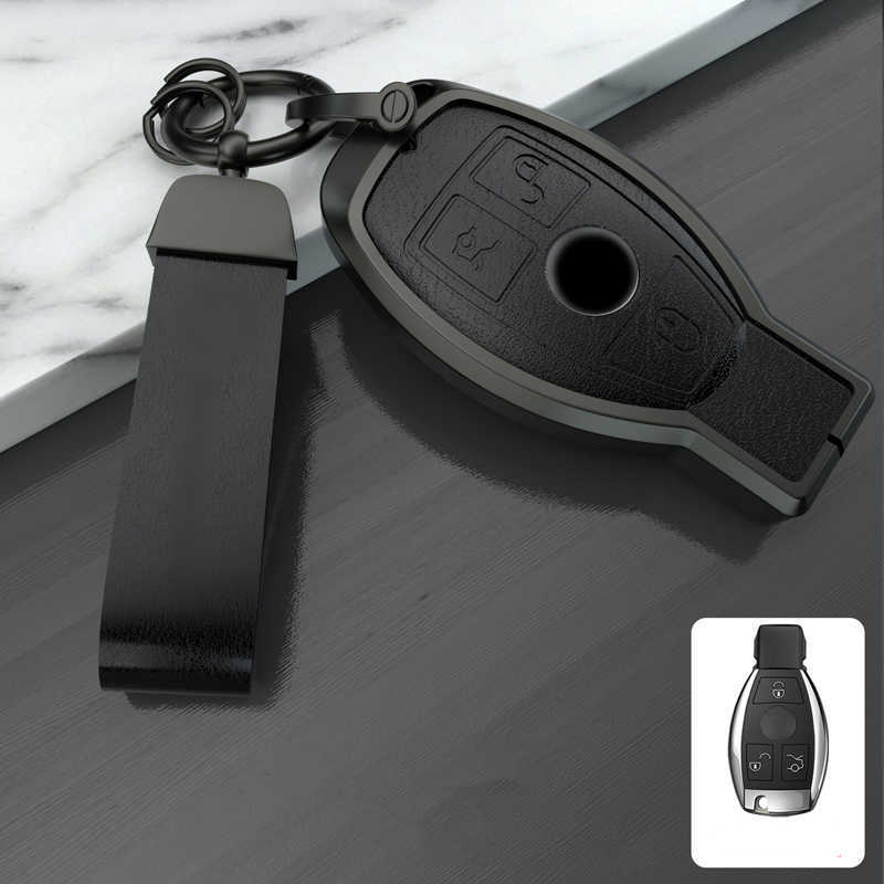 New New New Leather Alloy Car Remote Key Case Cover for Mercedes Bnez CLA GLC GLA GLK W203 W210 W211 W204 W176 A B C R Class AMG Accessories